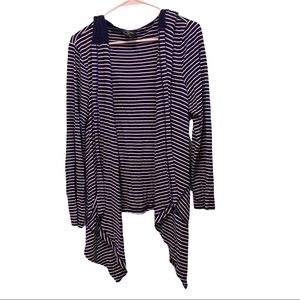 5 for 20 Knapp Studio Navy Blue & white striped high low cardigan